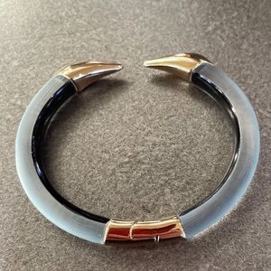 Alexis Bittar Blue/Gold/Lucite Pyramid Cuff Bracelet